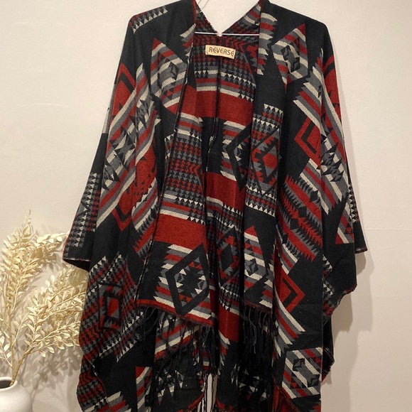 Tribal Fringe Poncho - Picture 3 of 7